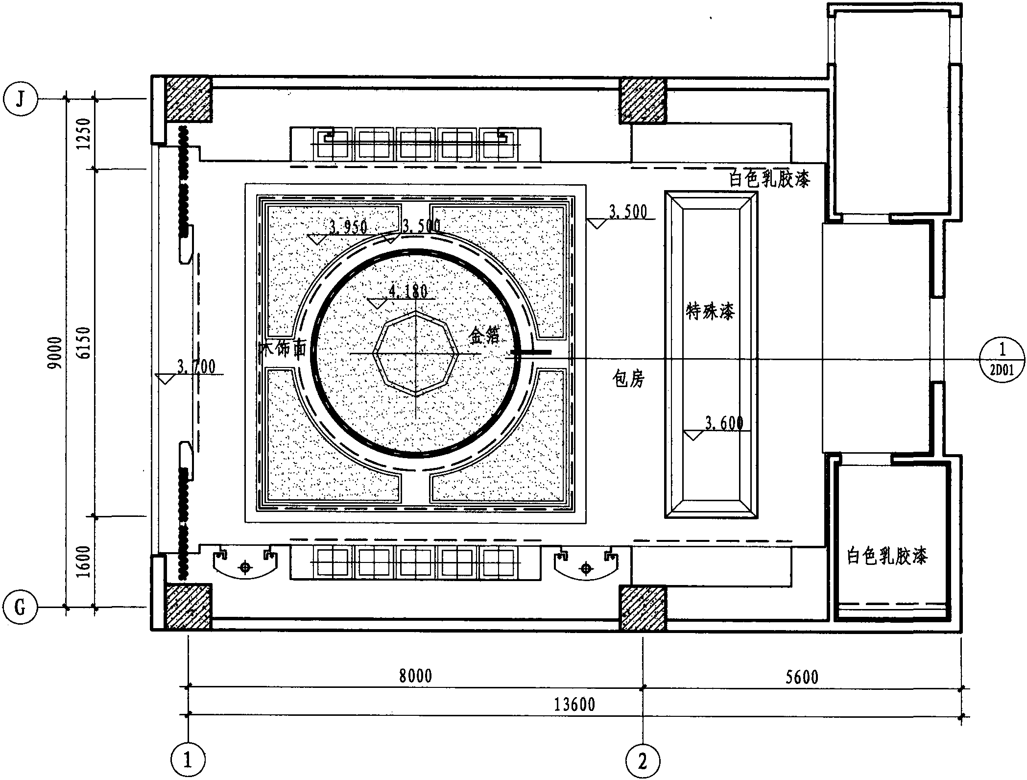 二层中餐包房天花布置图 1:100